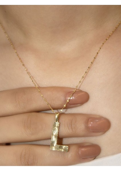 ZEYNEPLİ GOLD 14 Ayar Altın Büyük Füzyon L Harfli Kolye modelleri