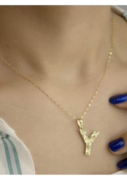 ZEYNEPLİ GOLD 14 Ayar Altın Büyük Füzyon Y Harfli Kolye fiyatları