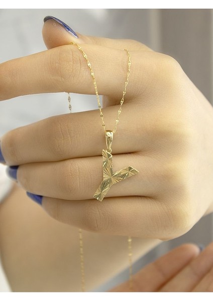 ZEYNEPLİ GOLD 14 Ayar Altın Büyük Füzyon Y Harfli Kolye modelleri