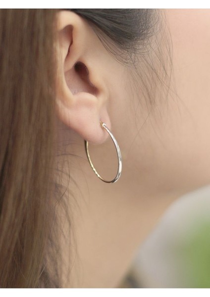 14 Ayar Altın Çift Renk Elips Küpe fiyatları