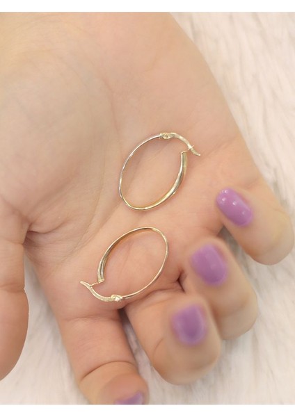 14 Ayar Altın Çift Renk Elips Küpe modelleri