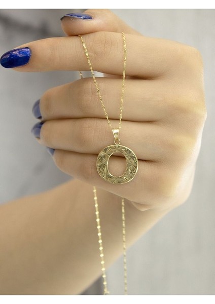 ZEYNEPLİ GOLD 14 Ayar Altın Press Füzyon O Harfli Kolye
