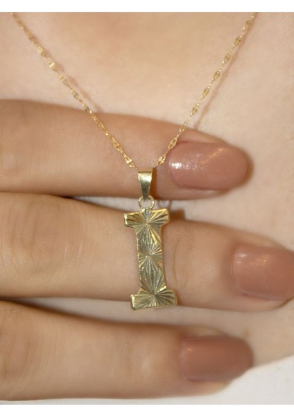 ZEYNEPLİ GOLD 14 Ayar Altın Press Füzyon İ Harfli Kolye modelleri