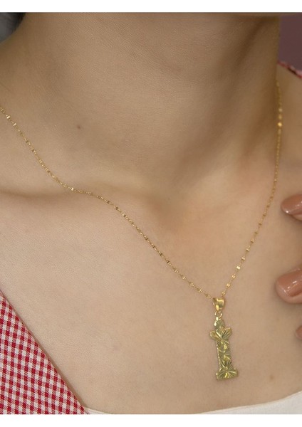 ZEYNEPLİ GOLD 14 Ayar Altın Press Füzyon İ Harfli Kolye fırsatları