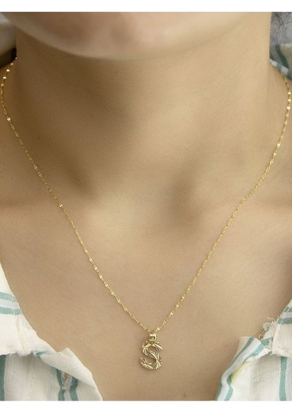 ZEYNEPLİ GOLD 14 Ayar Altın Küçük Füzyon S Harfli Kolye