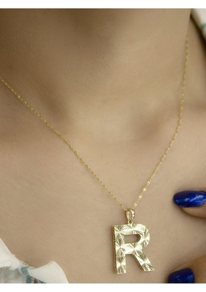 ZEYNEPLİ GOLD 14 Ayar Altın Büyük Füzyon R Harfli Kolye fiyatları