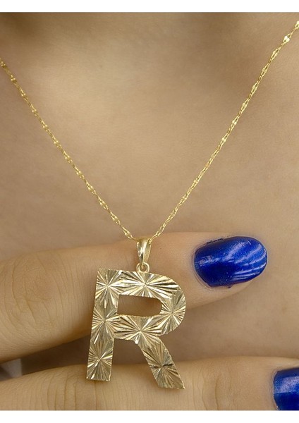 ZEYNEPLİ GOLD 14 Ayar Altın Büyük Füzyon R Harfli Kolye fırsatları