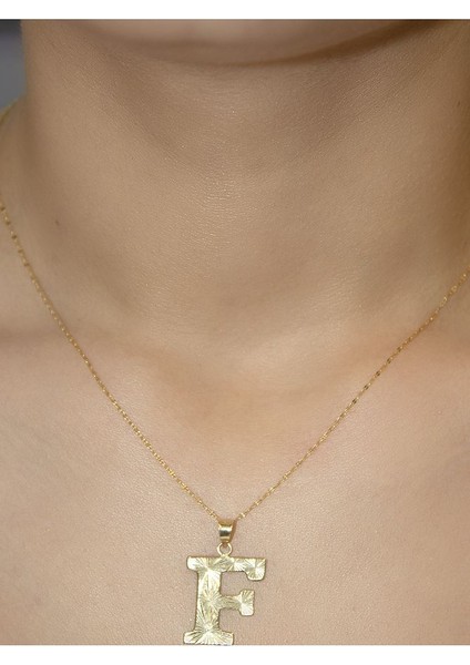 ZEYNEPLİ GOLD 14 Ayar Altın Press Füzyon F Harfli Kolye