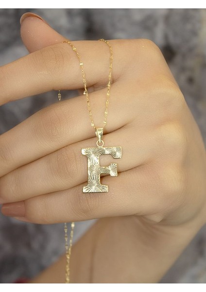 ZEYNEPLİ GOLD 14 Ayar Altın Press Füzyon F Harfli Kolye modelleri