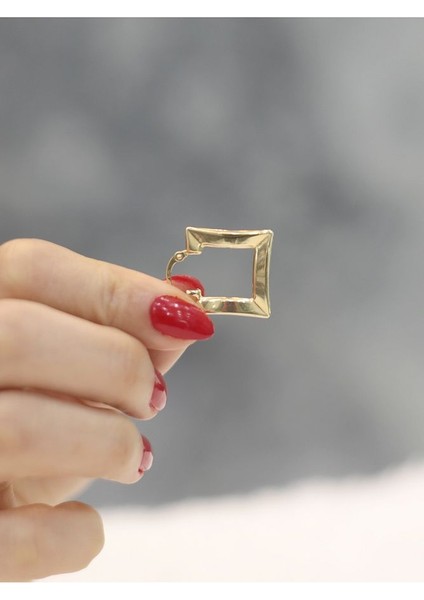 14 Ayar Altın Kare Küpe modelleri