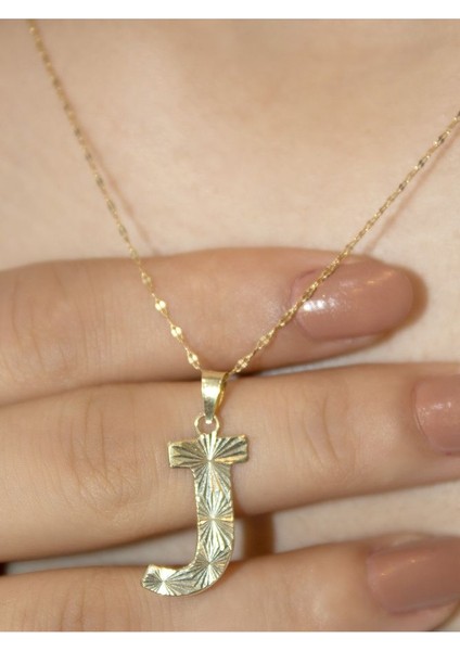 ZEYNEPLİ GOLD 14 Ayar Altın Press Füzyon J Harfli Kolye