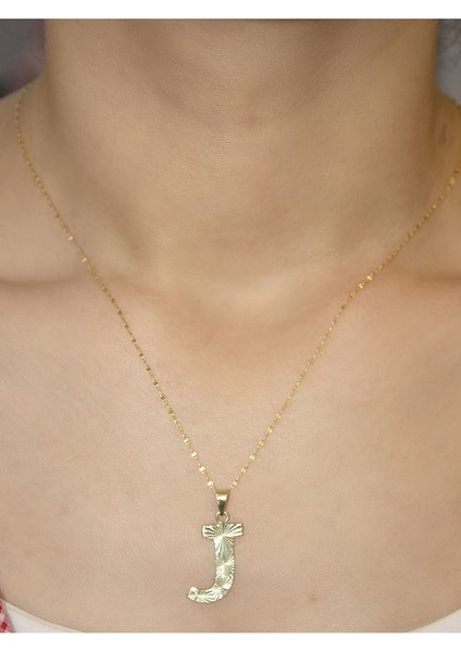 ZEYNEPLİ GOLD 14 Ayar Altın Press Füzyon J Harfli Kolye modelleri