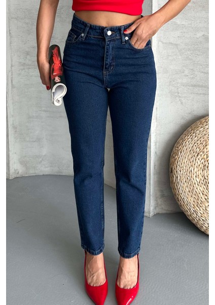Mom Fit Kot Pantolon Koyu Mavi - 27301 indirimleri