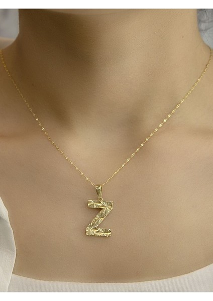 ZEYNEPLİ GOLD 14 Ayar Altın Büyük Füzyon Z Harfli Kolye fırsatları