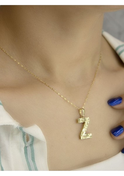 ZEYNEPLİ GOLD 14 Ayar Altın Büyük Füzyon Z Harfli Kolye fiyatları