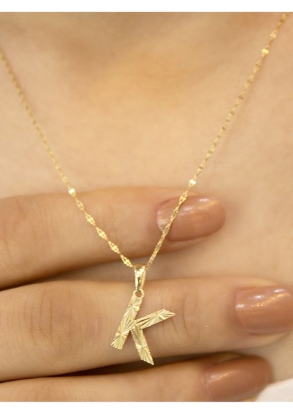 ZEYNEPLİ GOLD 14 Ayar Altın Küçük Füzyon K Harfli Kolye