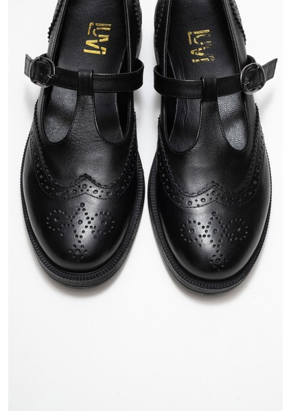 Janney Siyah Cilt Hakiki Deri Bantlı Kadın Loafer Ayakkabı fiyatları