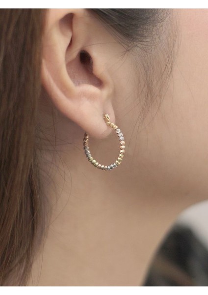 14 Ayar Altın Sıralı Dorikalı Halka Küpe modelleri