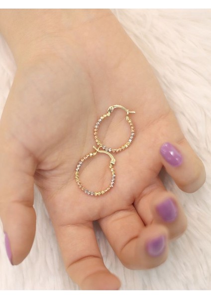 14 Ayar Altın Sıralı Dorikalı Halka Küpe fırsatları