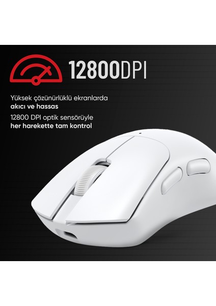 63B Bluetooth Kablosuz Kablolu Şarjlı 12800 Dpı Gaming Mouse Makrolu Ultra Hafif Oyuncu Mouse Beyaz modelleri