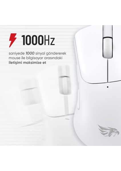63B Bluetooth Kablosuz Kablolu Şarjlı 12800 Dpı Gaming Mouse Makrolu Ultra Hafif Oyuncu Mouse Beyaz fırsatları