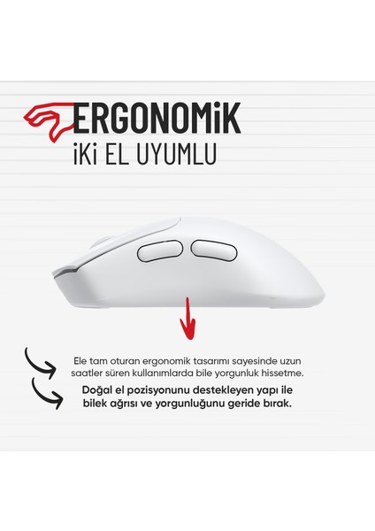 63B Bluetooth Kablosuz Kablolu Şarjlı 12800 Dpı Gaming Mouse Makrolu Ultra Hafif Oyuncu Mouse Beyaz indirimleri