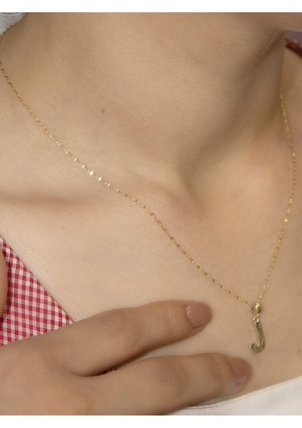 ZEYNEPLİ GOLD 14 Ayar Altın Küçük Füzyon J Harfli Kolye modelleri