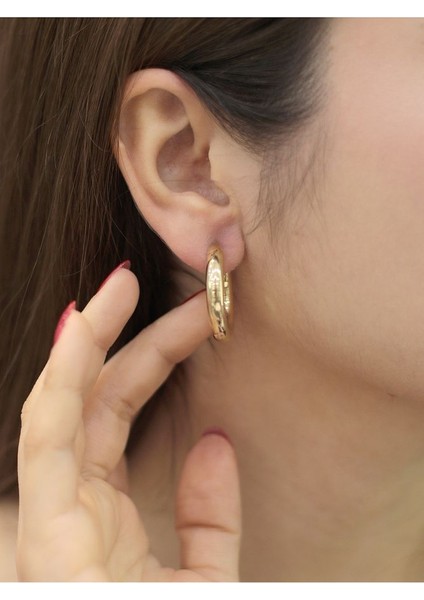 14 Ayar Altın Bombeli Soft Küpe