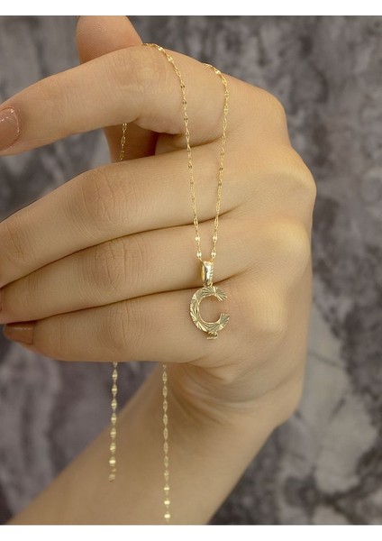 ZEYNEPLİ GOLD 14 Ayar Altın Küçük Füzyon Ç Harfli Kolye modelleri