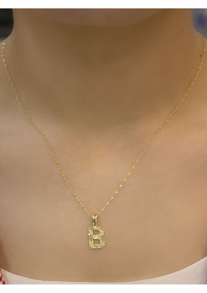 ZEYNEPLİ GOLD 14 Ayar Altın Küçük Füzyon B Harfli Kolye