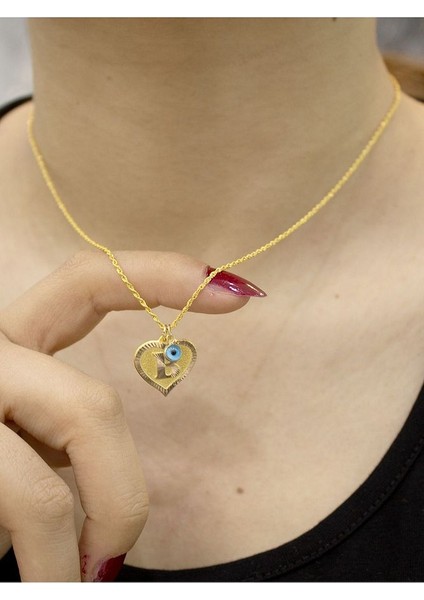 14 Ayar Altın Kalpli B Harfli Kolye modelleri