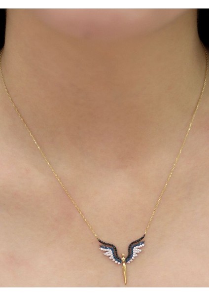 14 Ayar Altın Taşlı Melek Kolye