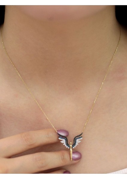 14 Ayar Altın Taşlı Melek Kolye modelleri