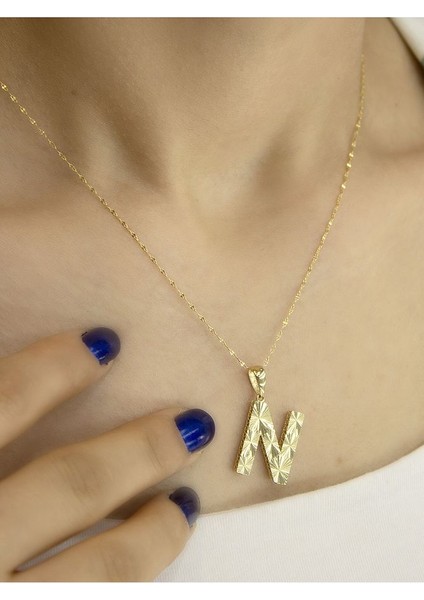 ZEYNEPLİ GOLD 14 Ayar Altın Büyük Füzyon N Harfli Kolye fiyatları