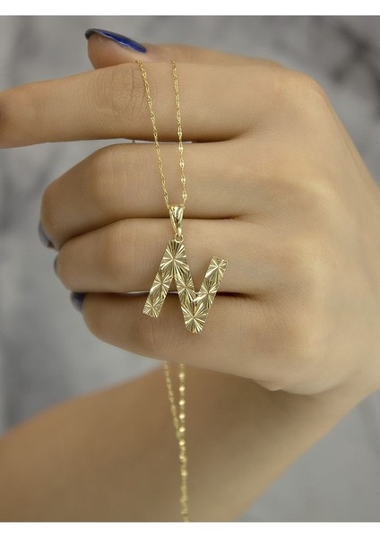 ZEYNEPLİ GOLD 14 Ayar Altın Büyük Füzyon N Harfli Kolye fırsatları