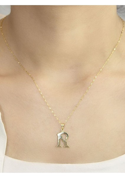 ZEYNEPLİ GOLD 14 Ayar Altın Şirin R Harfli Kolye