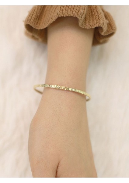 14 Ayar Altın Elastik Parıltı Kelepçe Bilezik modelleri