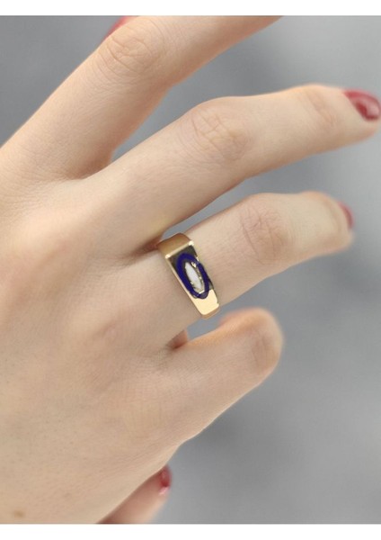 14 Ayar Altın Ctas Lacivert Mineli Yüzük