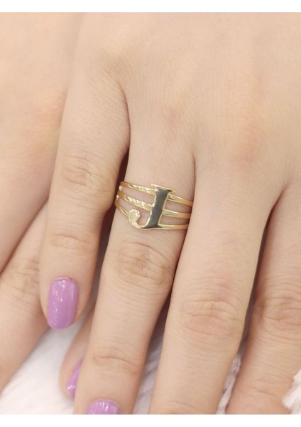 14 Ayar Altın Kaburga J Harfli Yüzük