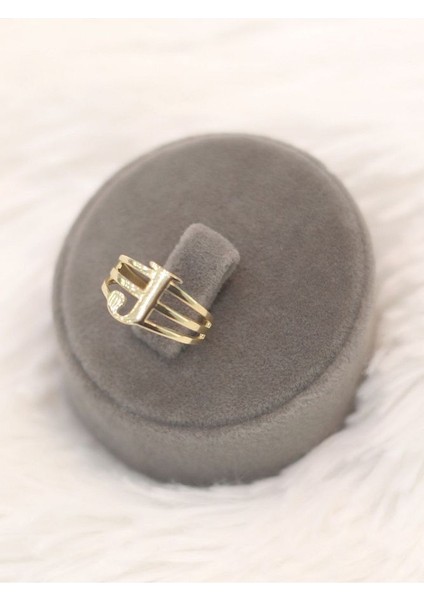 14 Ayar Altın Kaburga J Harfli Yüzük modelleri