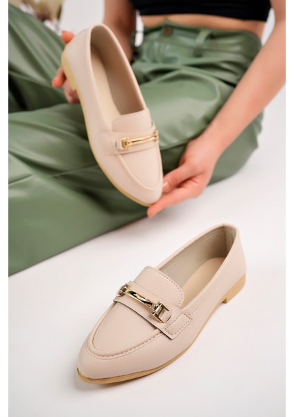 Kadın Loafer Babet Ayakkabı Hafif Taban Ortopedik Suni Deri Düz Taban Casual Tokalı modelleri