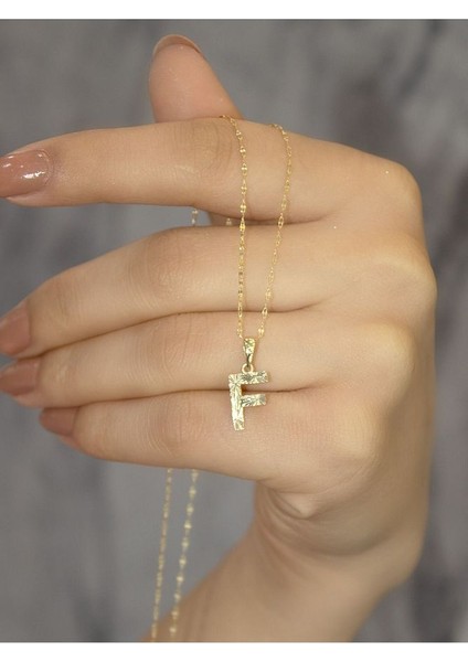 ZEYNEPLİ GOLD 14 Ayar Altın Küçük Füzyon F Harfli Kolye