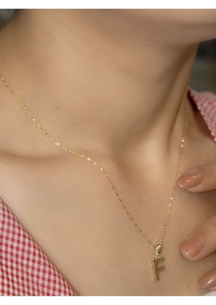 ZEYNEPLİ GOLD 14 Ayar Altın Küçük Füzyon F Harfli Kolye modelleri