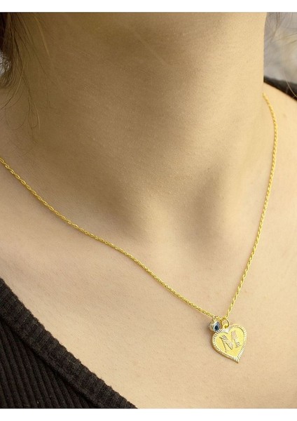 14 Ayar Altın M Harfli Kalpli Kolye fırsatları