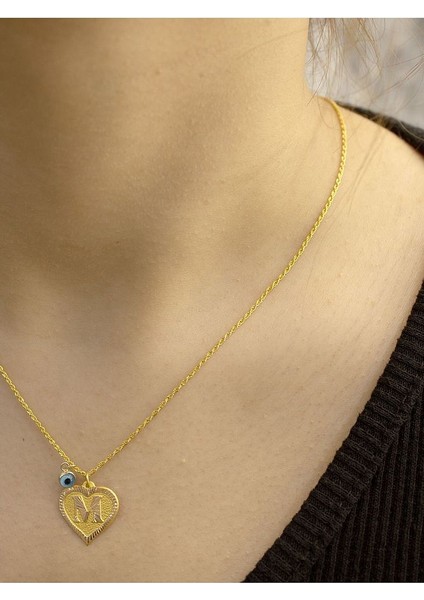 14 Ayar Altın M Harfli Kalpli Kolye indirimleri