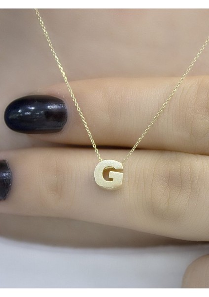 14 Ayar Altın 3 Boyutlu G Harfli Kolye