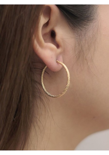 14 Ayar Altın Ortaboy Italyan Simli Küpe