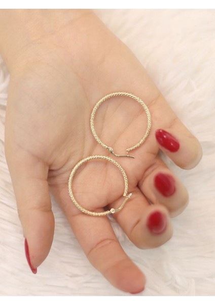 14 Ayar Altın Ortaboy Italyan Simli Küpe modelleri