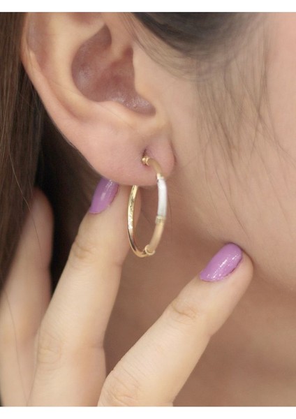 14 Ayar Altın 3 Renkli Halka Küpe