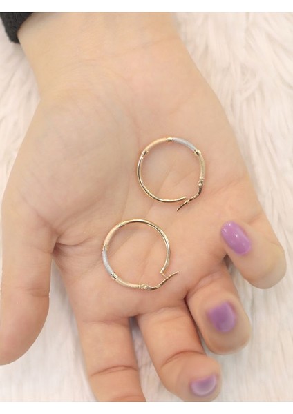 14 Ayar Altın 3 Renkli Halka Küpe modelleri